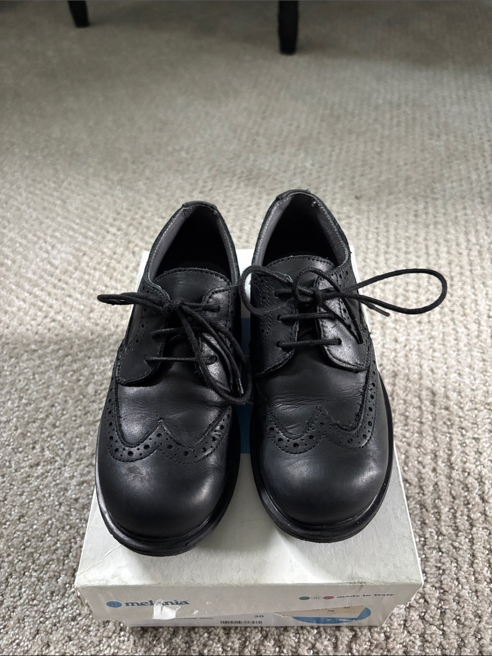 Black Italian Leather Wingtip Oxford Lace-Up Shoes